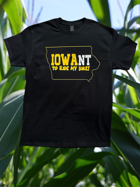 IOWANT to ride my bike black 100% cotton t-shirt